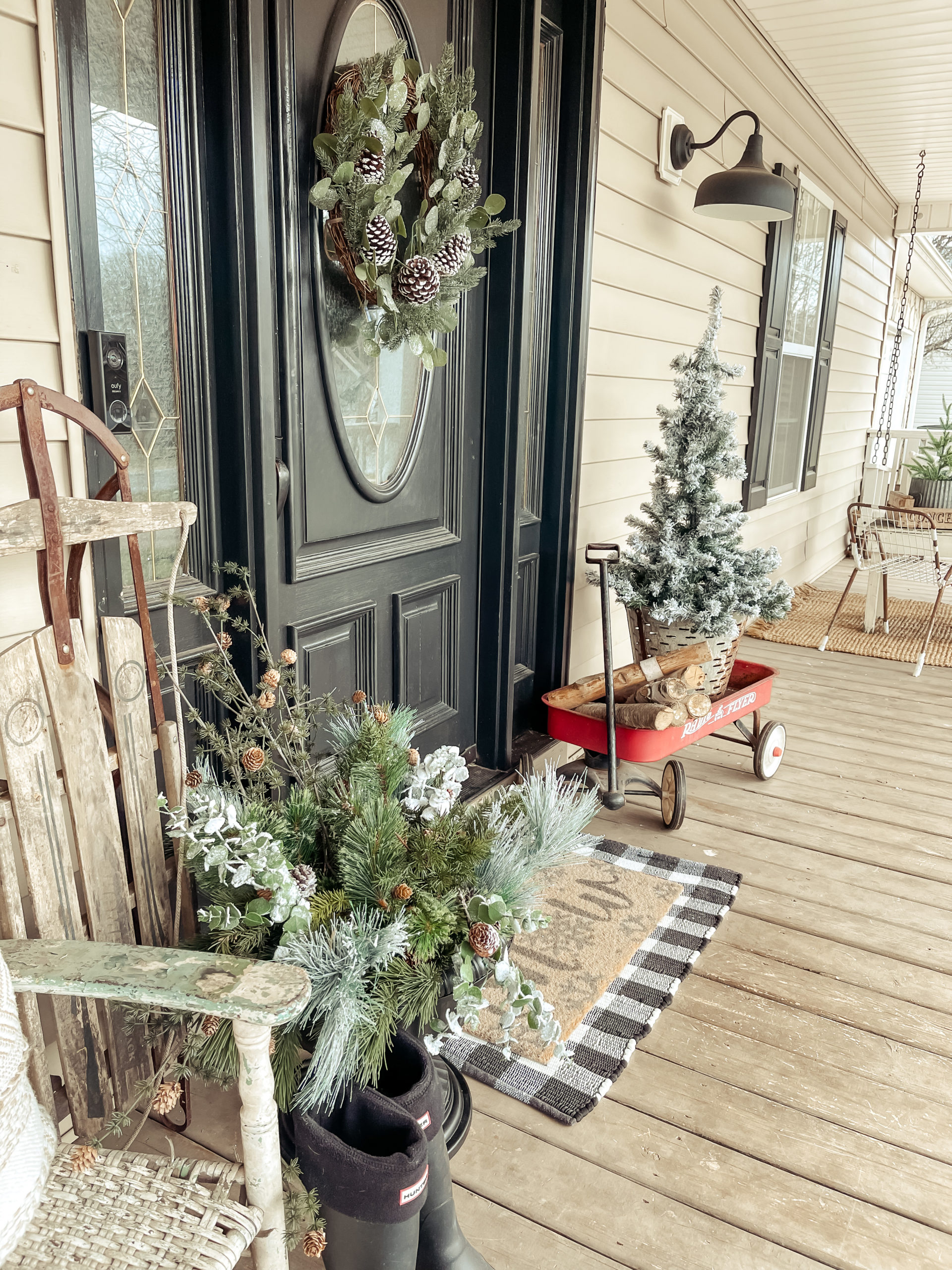 Cozy Farmhouse Winter Porch